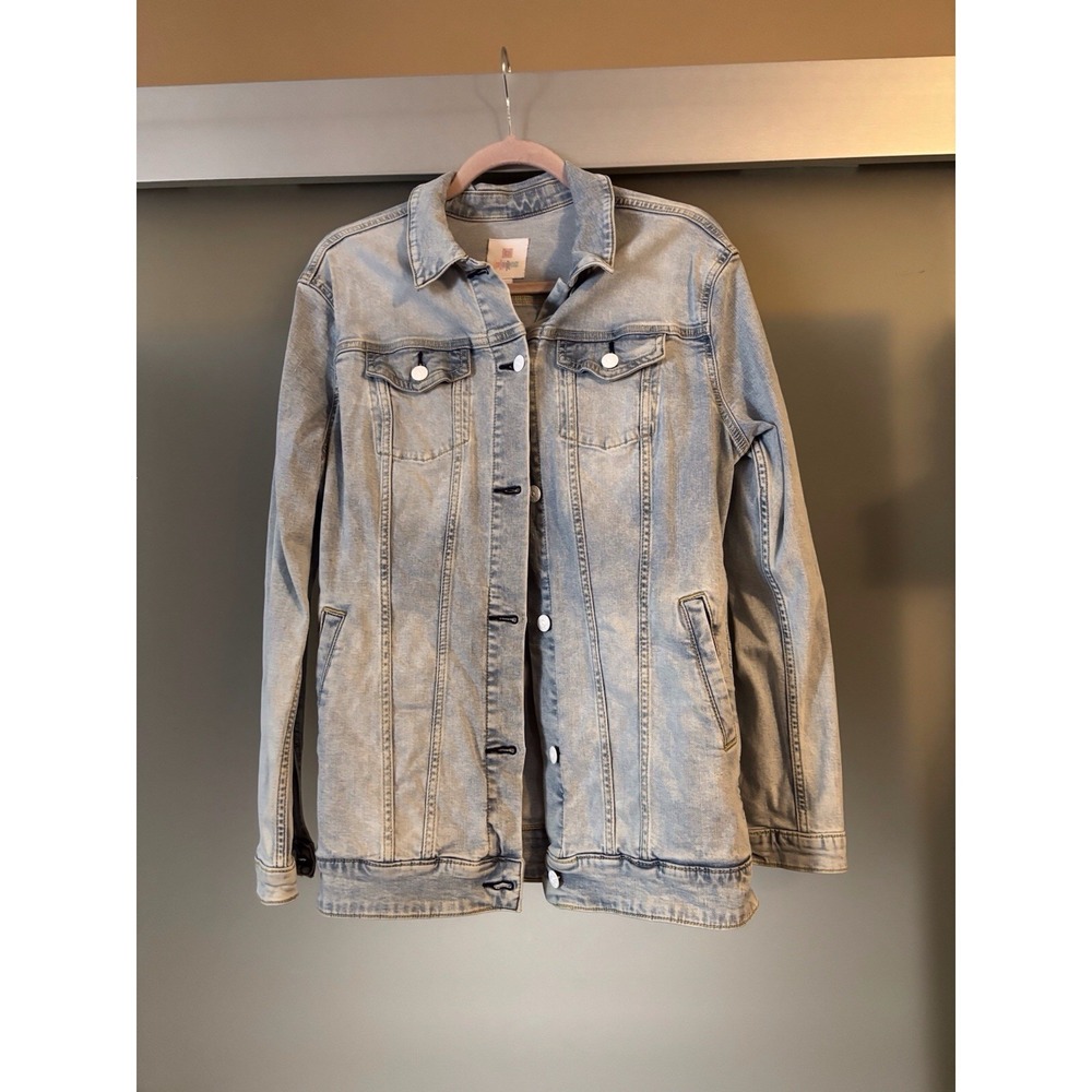 Lularoe Unicorn Jean Jacket Womens‎  Denim Light Wash Applique Embroidery Size L